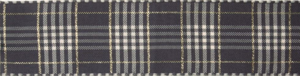Berisfords Wardle Grey Rustic Plaid Ribbon