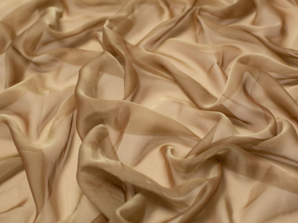 Minerva Core Range Cationic Sheer Chiffon Fabric Taupe
 