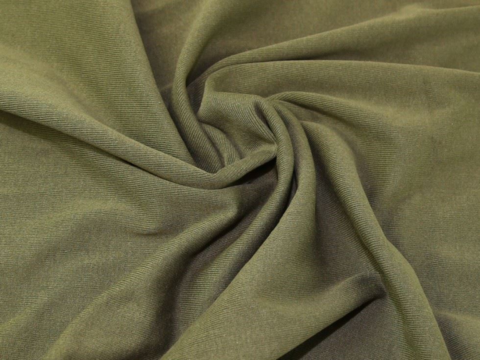 Lady Mcelroy Khaki Green Tubular Rib Stretch Knit Fabric