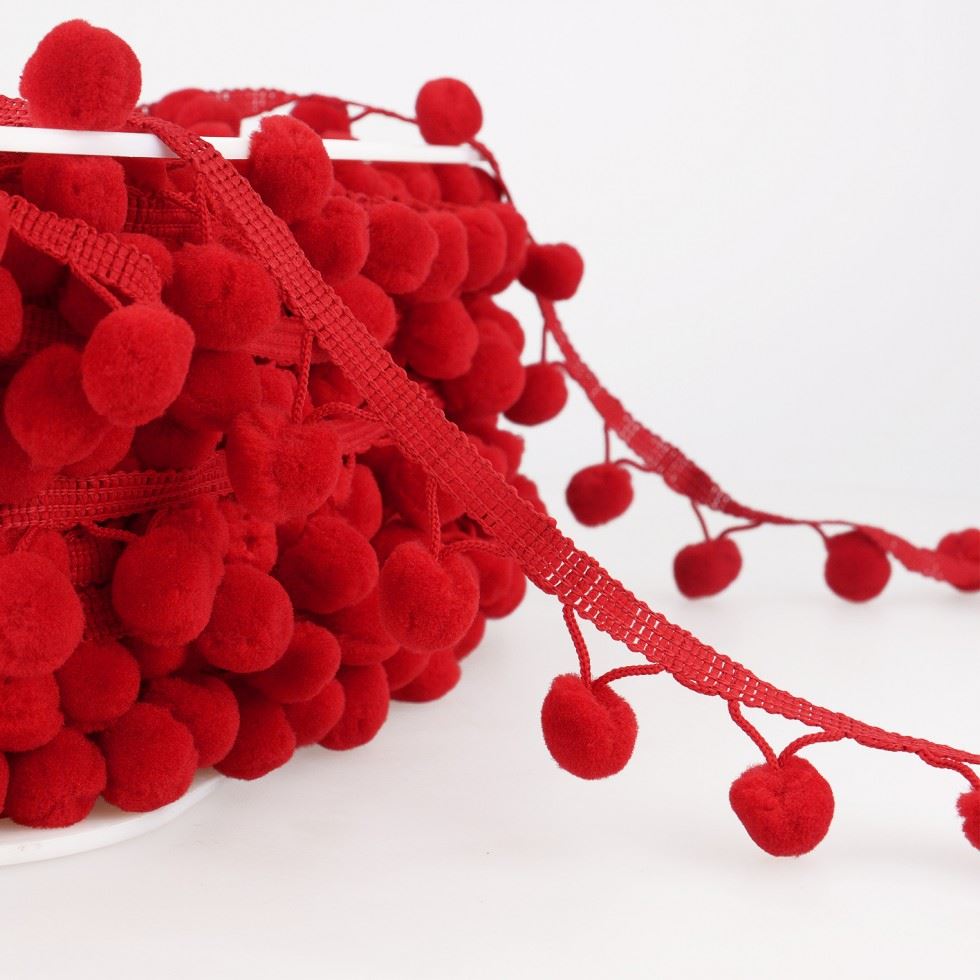 Stephanoise Pom Pom Trim Rich Red