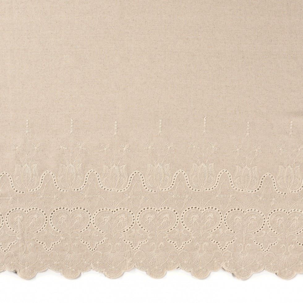 Embroidered Linen Viscose Fabric Beige
 