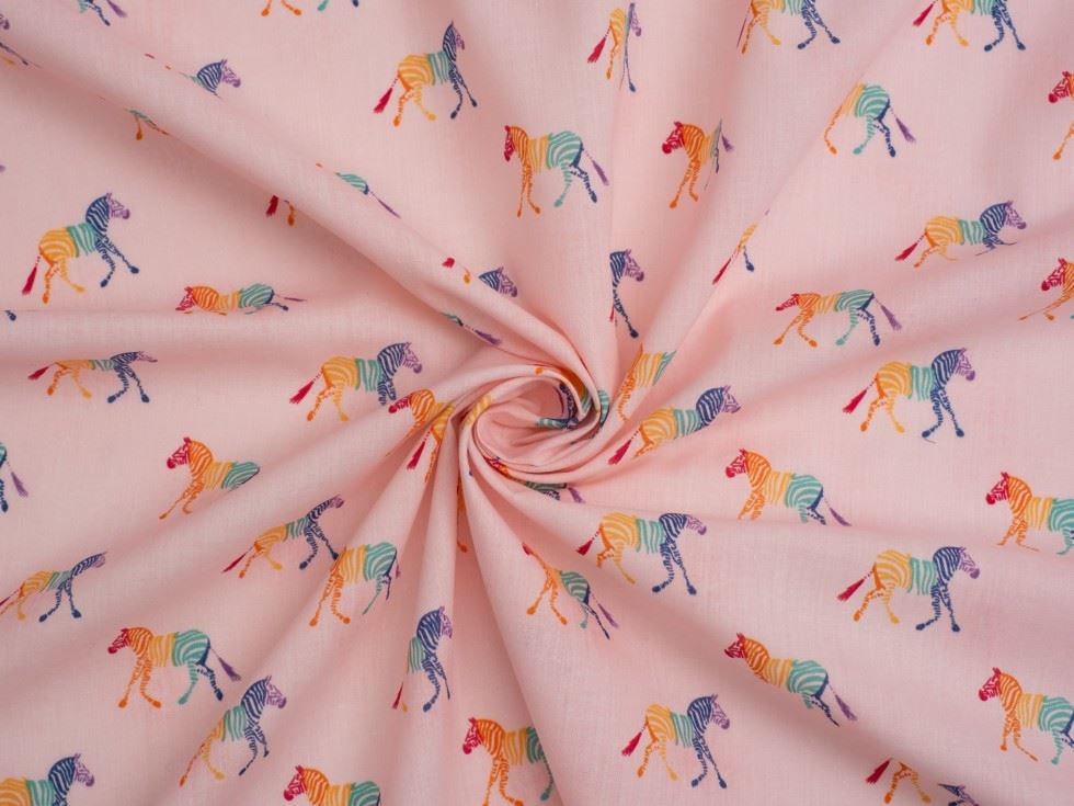 Pink Printed Polycotton Fabric