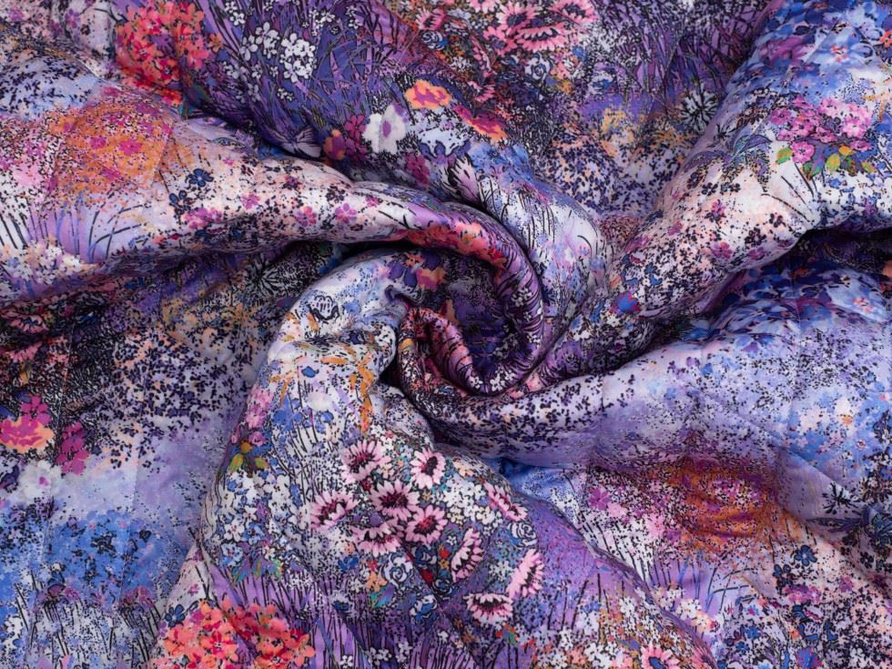 Minerva Exclusive Light Wildflower Fusion Pre Quilted Reversible Coating Fabric