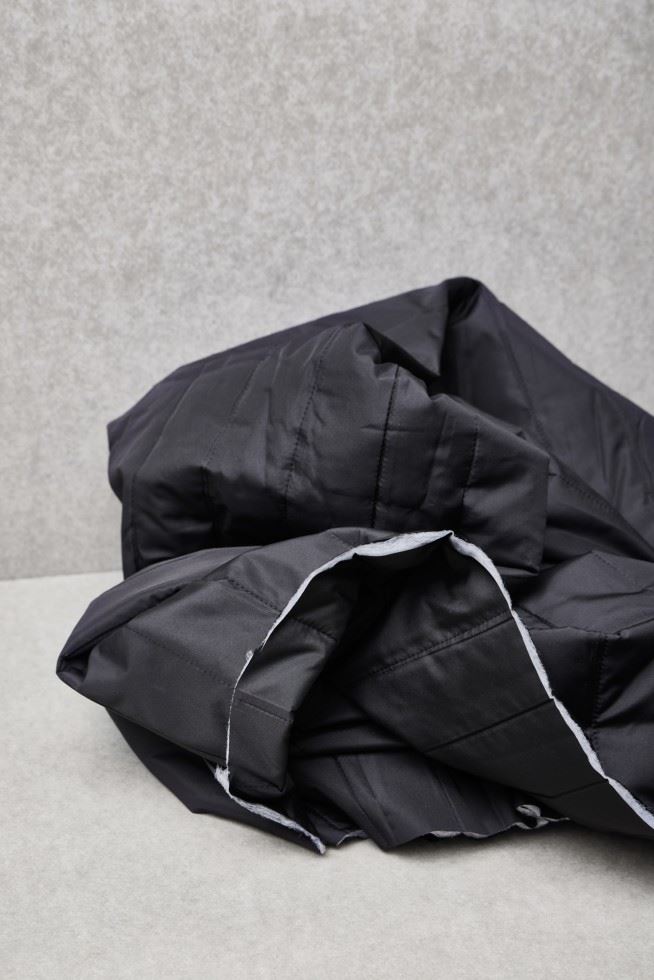 Mind The Maker Black Strip Thelma Thermal Quilted Coating Fabric