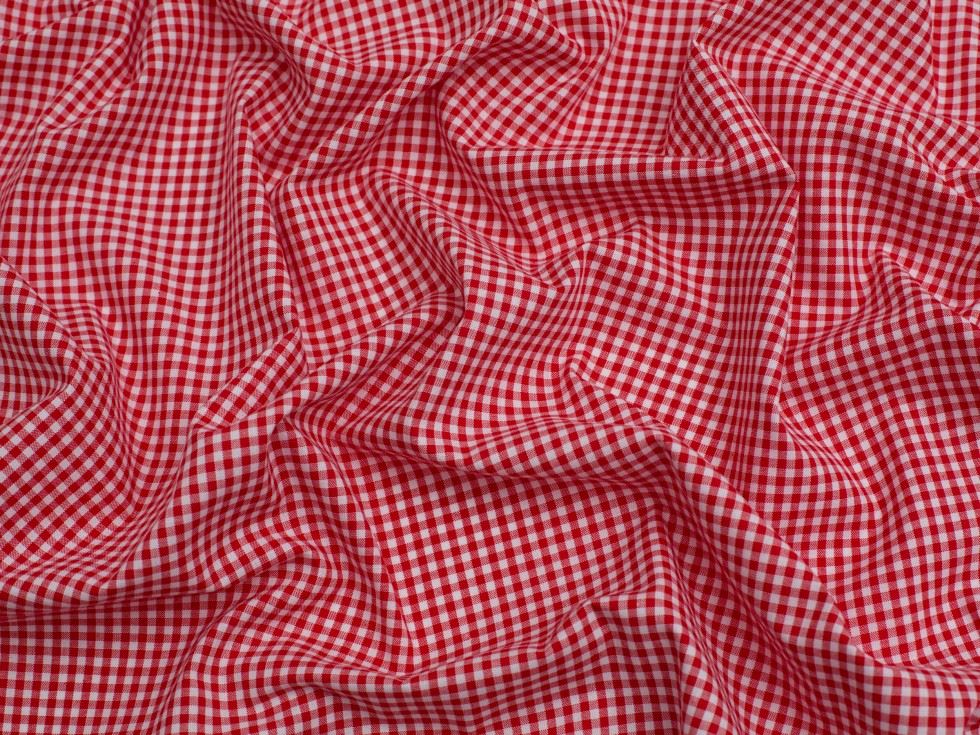 Minerva Core Range Red 1/8 Inch Gingham Check Yarn Dyed Cotton Chambray Fabric