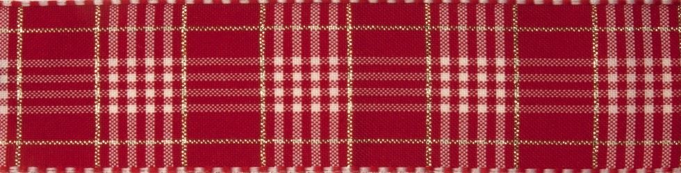 Berisfords Rustic Plaid Ribbon Red