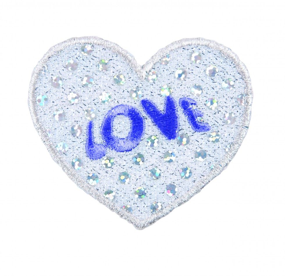 Craft Factory Silver/Purple Patch Motif Sequin Love Heart