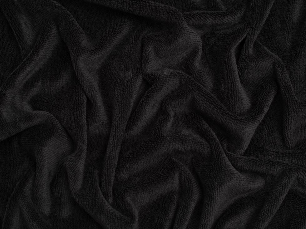 Minerva Core Range Bamboo Cotton Velvet Towelling Fabric Black