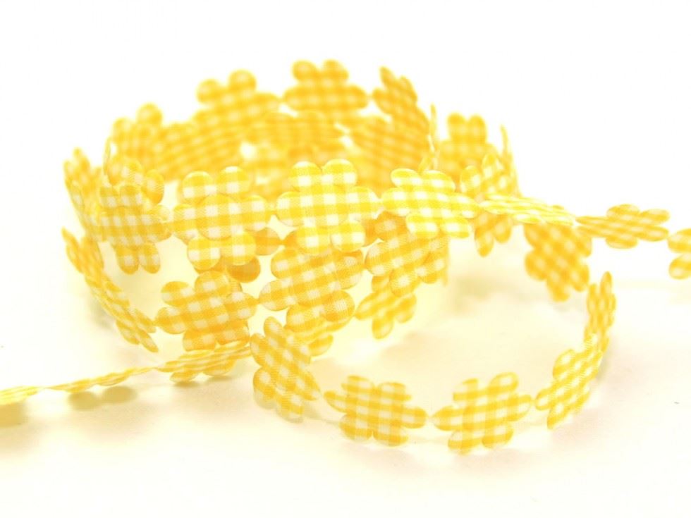 Yellow Gingham Flower Garland Trim