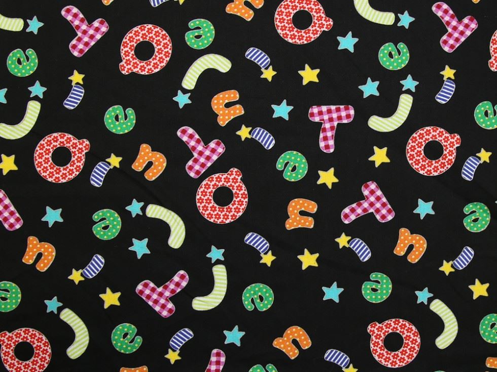Deadstock 100% Cotton Fabric Black Multi
 