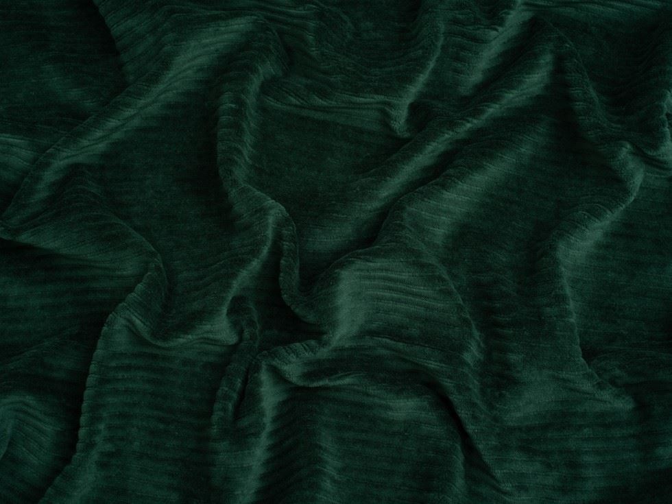 Minerva Core Range 4 Wale Velour Rib Stretch Knit Cord Fabric Bottle Green