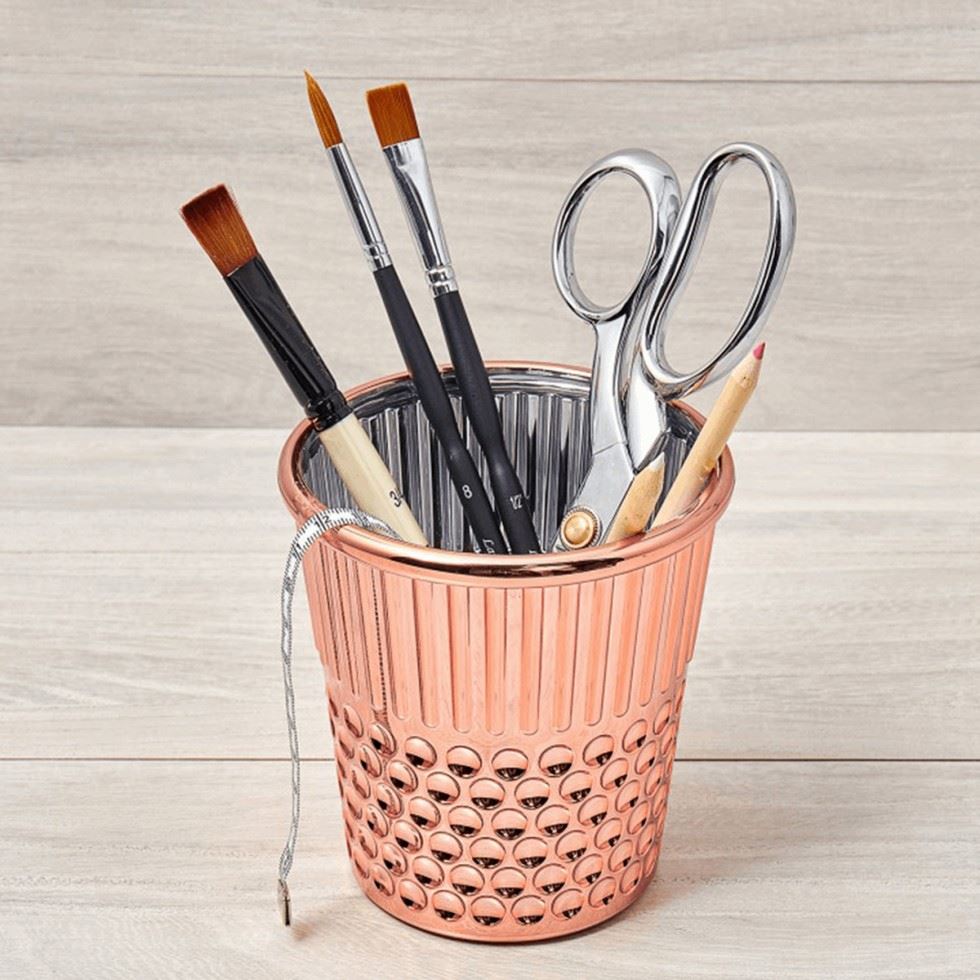 Hemline Rose Gold Thimble Desk Craft Organiser
