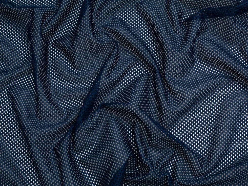 Minerva Core Range Airtex Mesh Stretch Knit Fabric Navy Blue
 