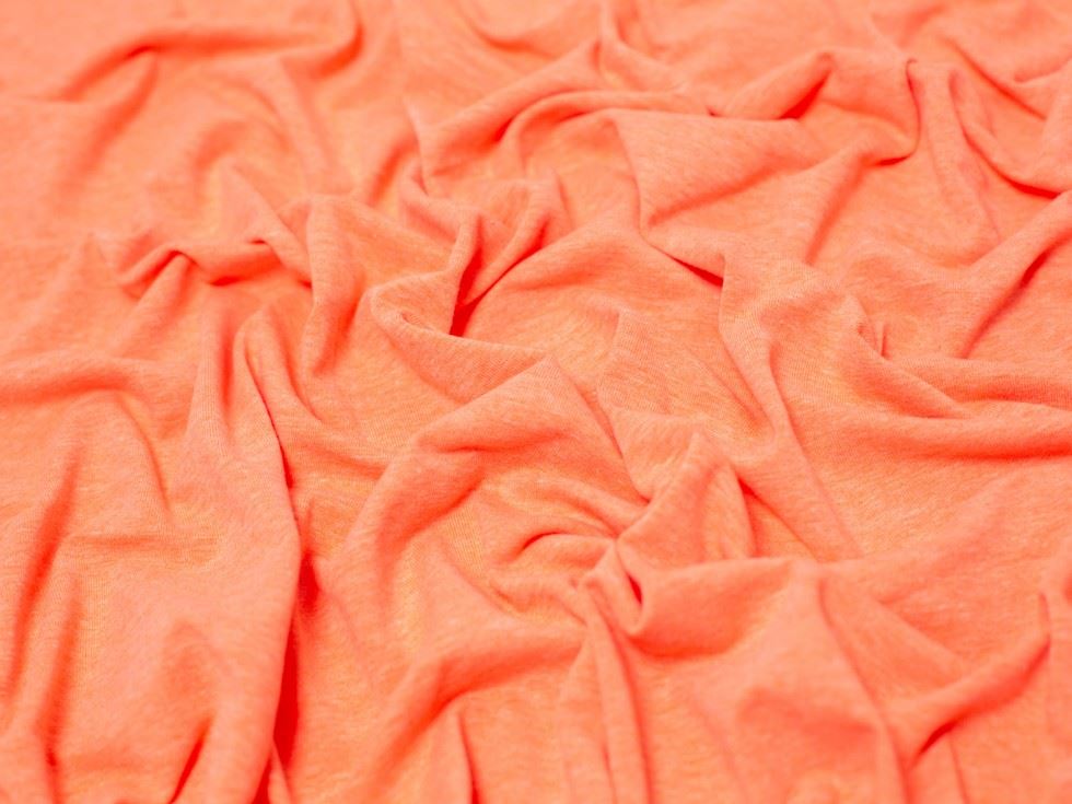 Minerva Core Range Bright Salmon Melange Cotton Jersey Stretch Knit Fabric