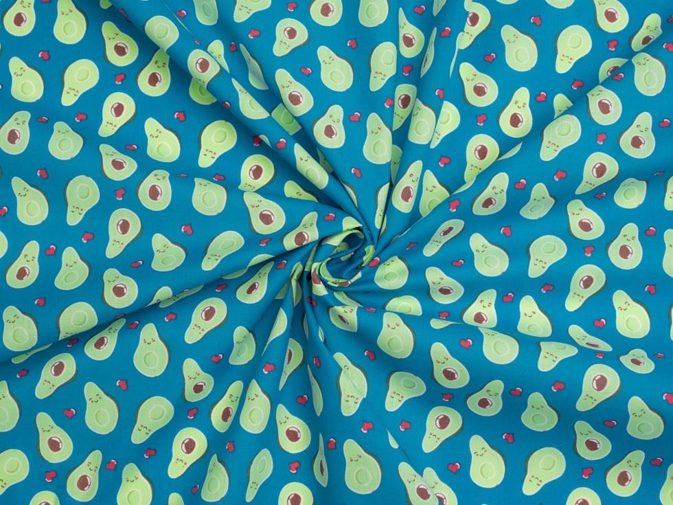 Blue Printed Polycotton Fabric