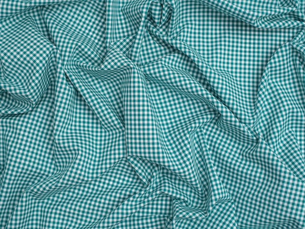 Minerva Core Range Teal 1/8 Inch Gingham Check Yarn Dyed Cotton Chambray Fabric