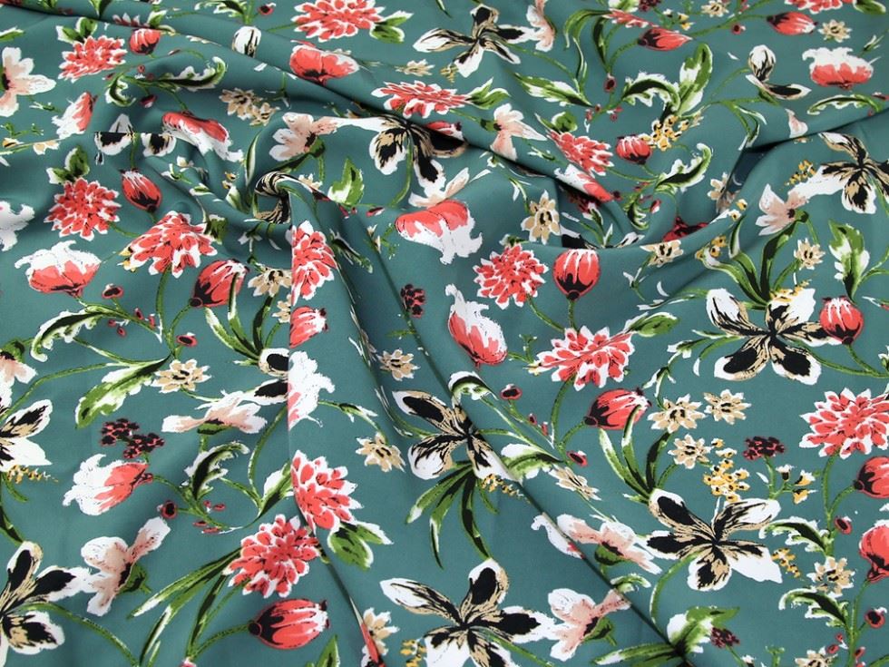 Green Deadstock Stretch Woven Suiting Fabric
