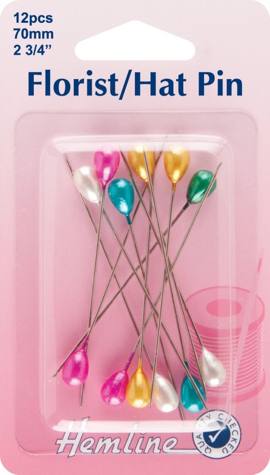 Hemline Assorted Colours Long Pearl Pins