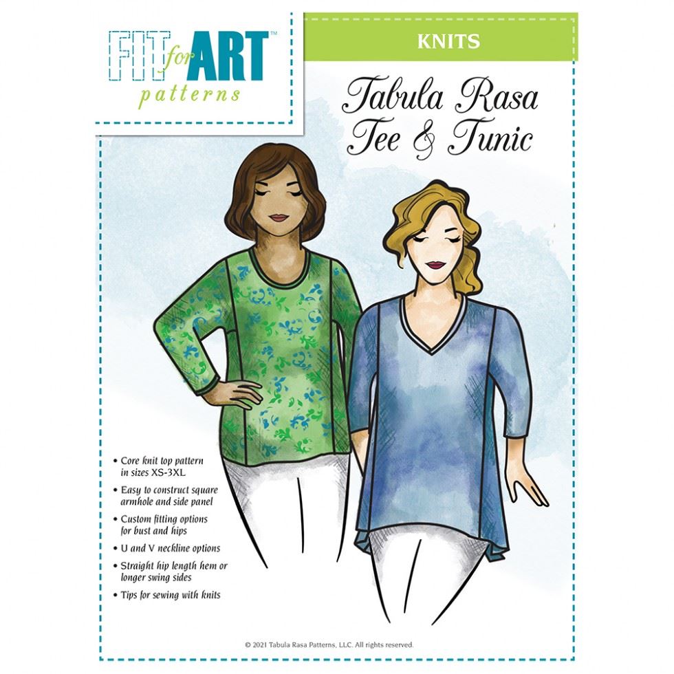Fit For Art Pink/Green/Orange Sewing Pattern Tabula Rasa Knits Tee & Tunic