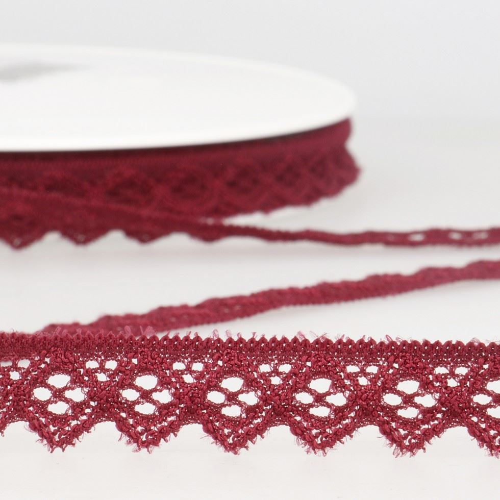 Stephanoise Stretch Lace Trim Burgundy