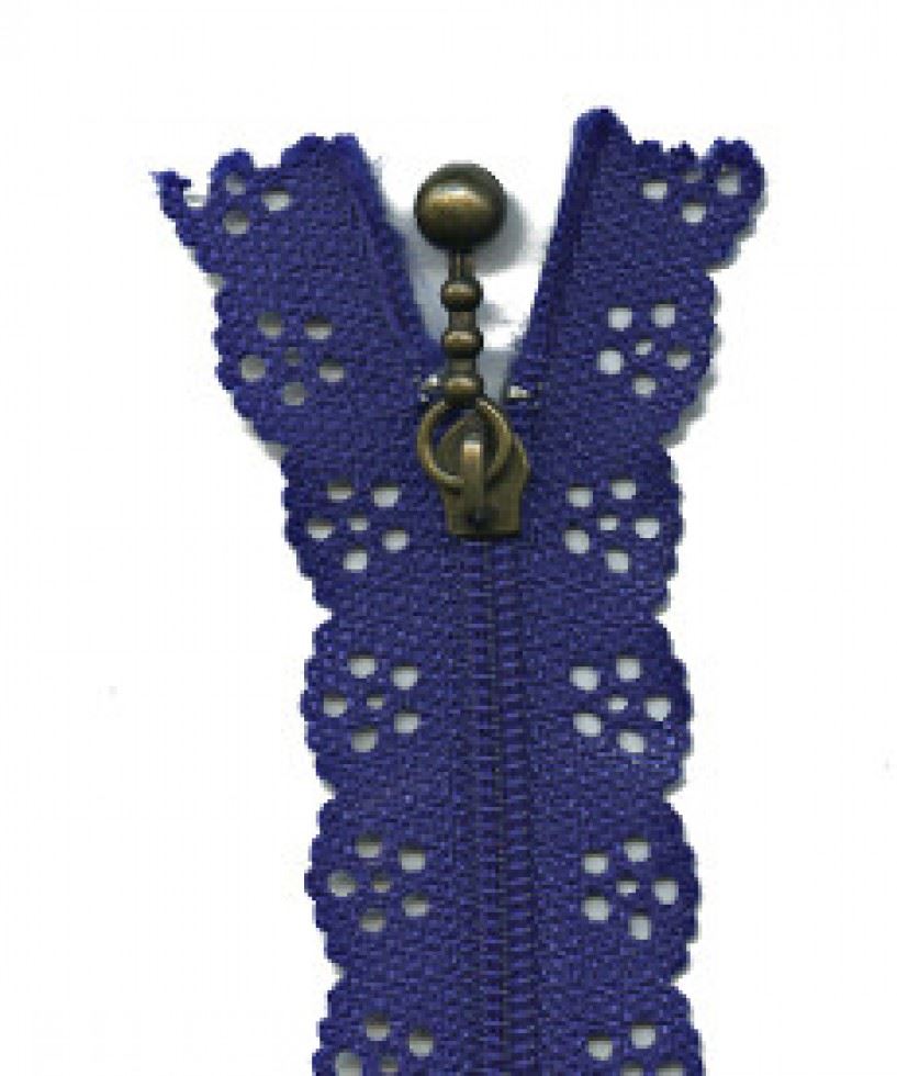 Flower Lace Dress Zips Royal Blue