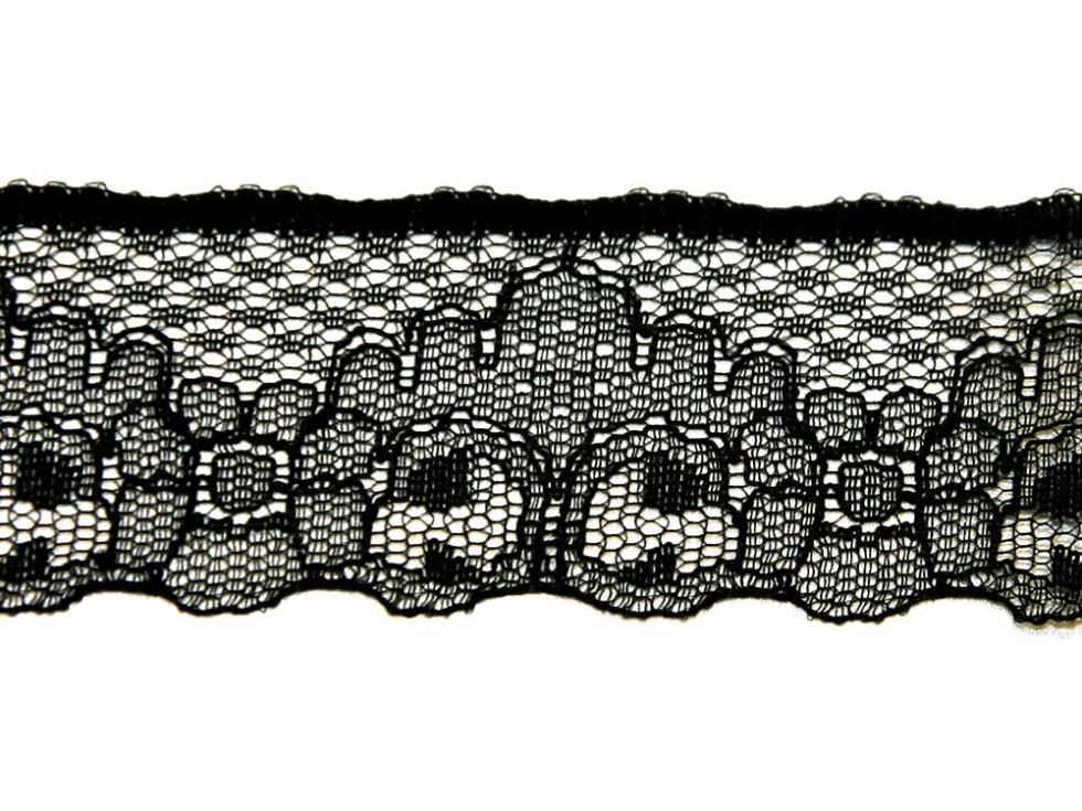 Essential Trimmings Black Nylon Lace Trim