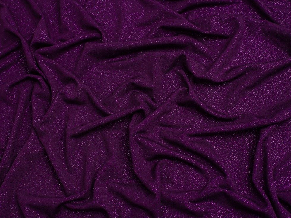 Minerva Core Range Dazzle Glitter ITY Silky Stretch Knit Fabric Plum
 