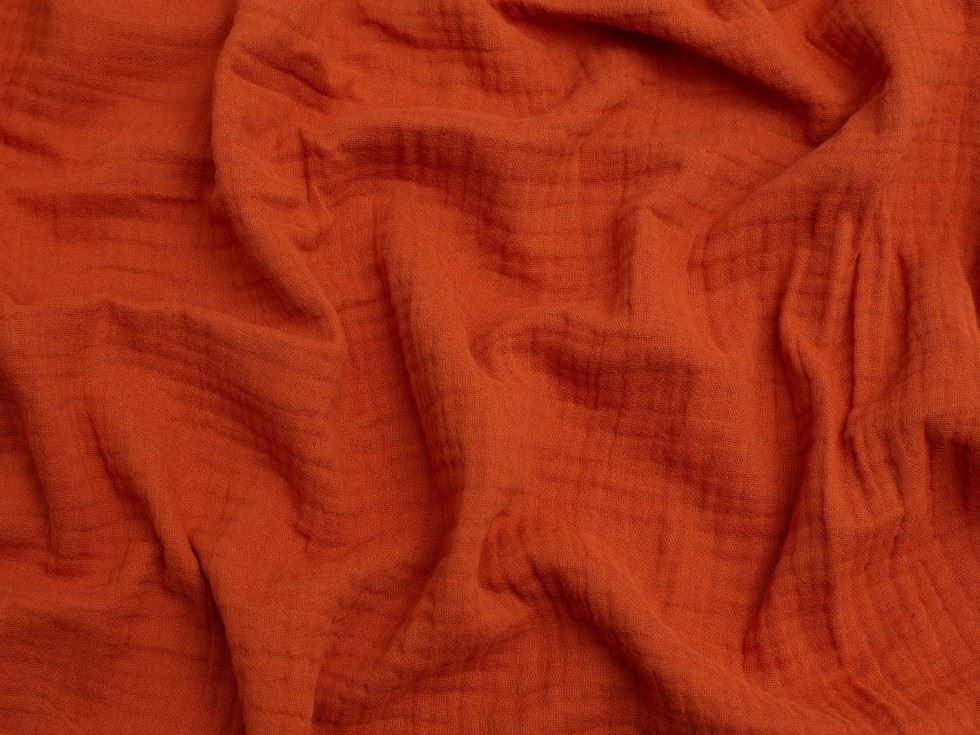 Minerva Core Range Terracotta Cotton Triple Gauze Fabric