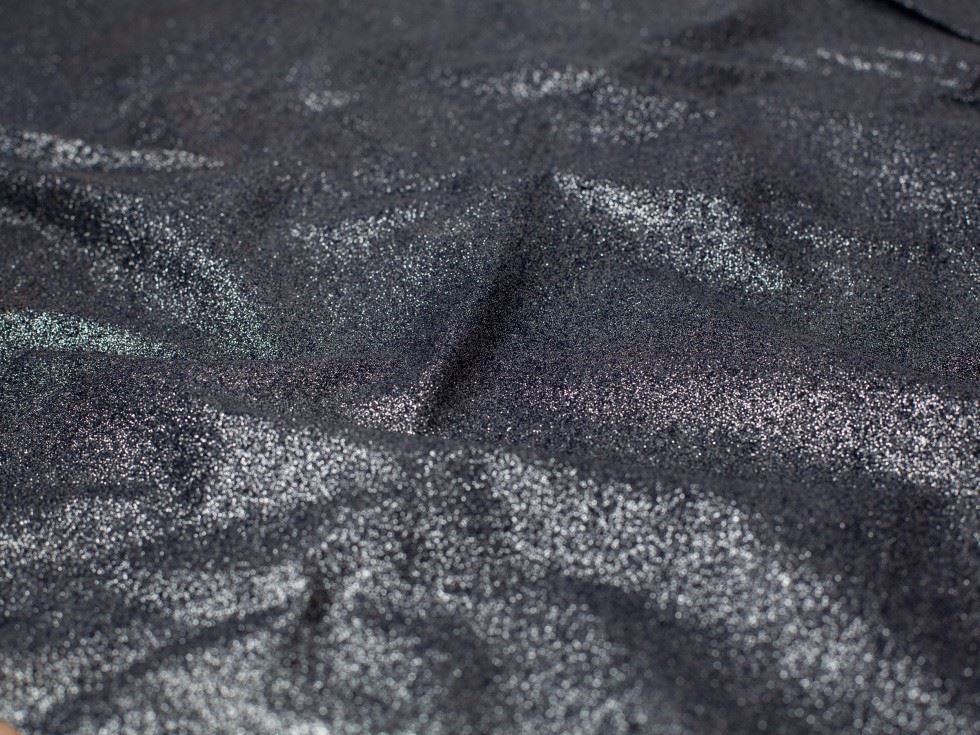 Navy Deadstock Glitter Coated 100% Cotton Fabric
