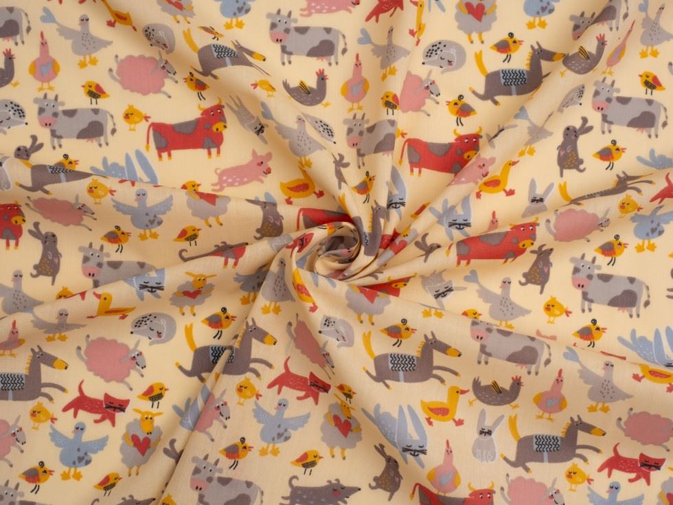 Printed Polycotton Fabric Cream
 