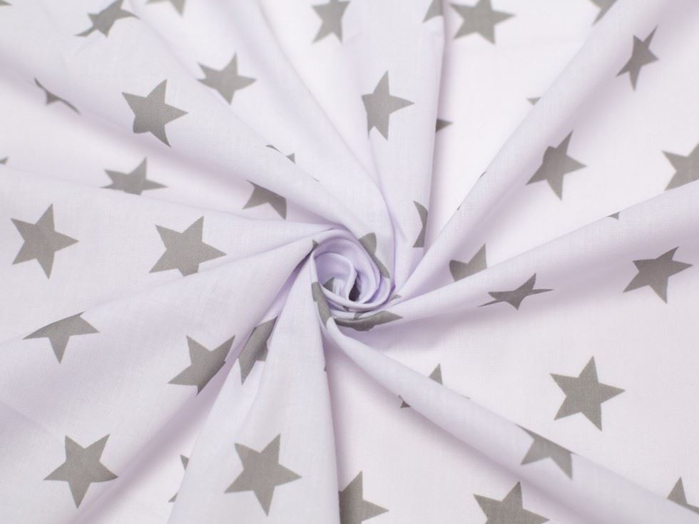 Minerva Core Range Printed Polycotton Fabric White & Light Grey
 