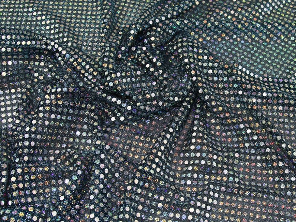Silver Holo On Turquoise Deadstock Sequin Stretch Knit Fabric