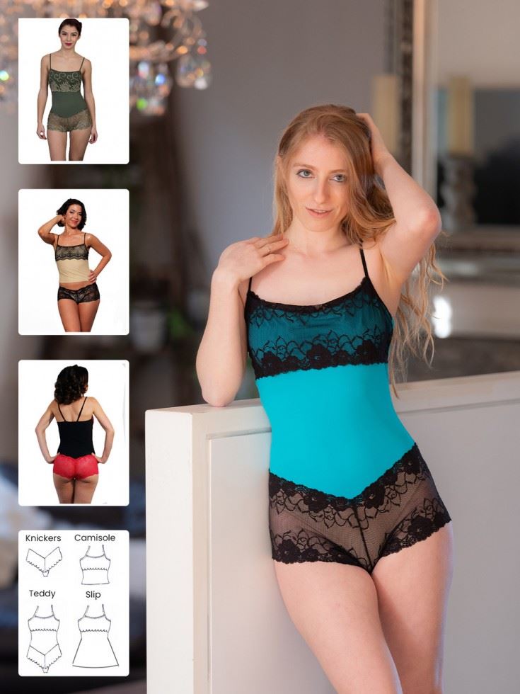 Booby Traps Paper Sewing Pattern Basque Teddy, Slip, Knickers & Camisole
 