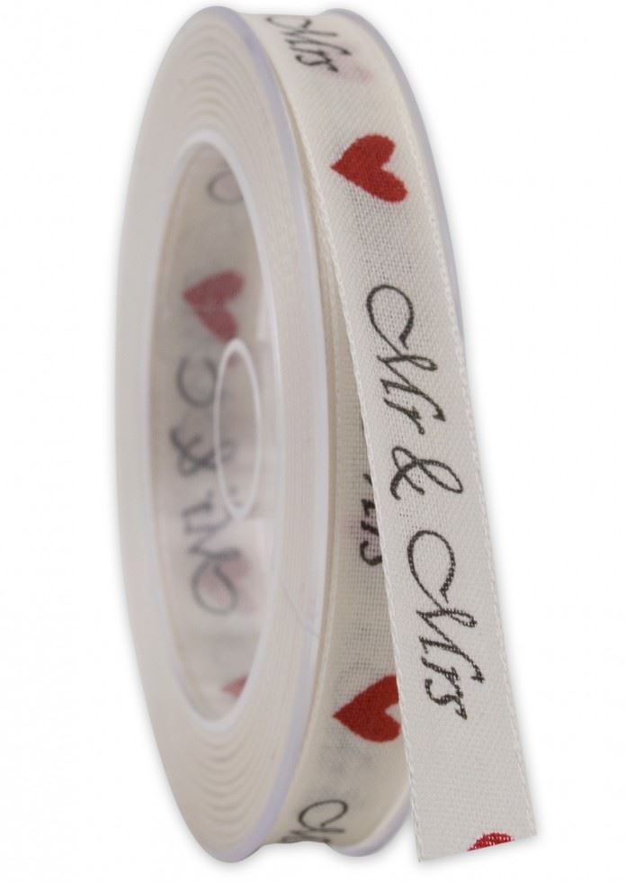 Cream Mr And Mrs Print Ribbon (Value Roll)