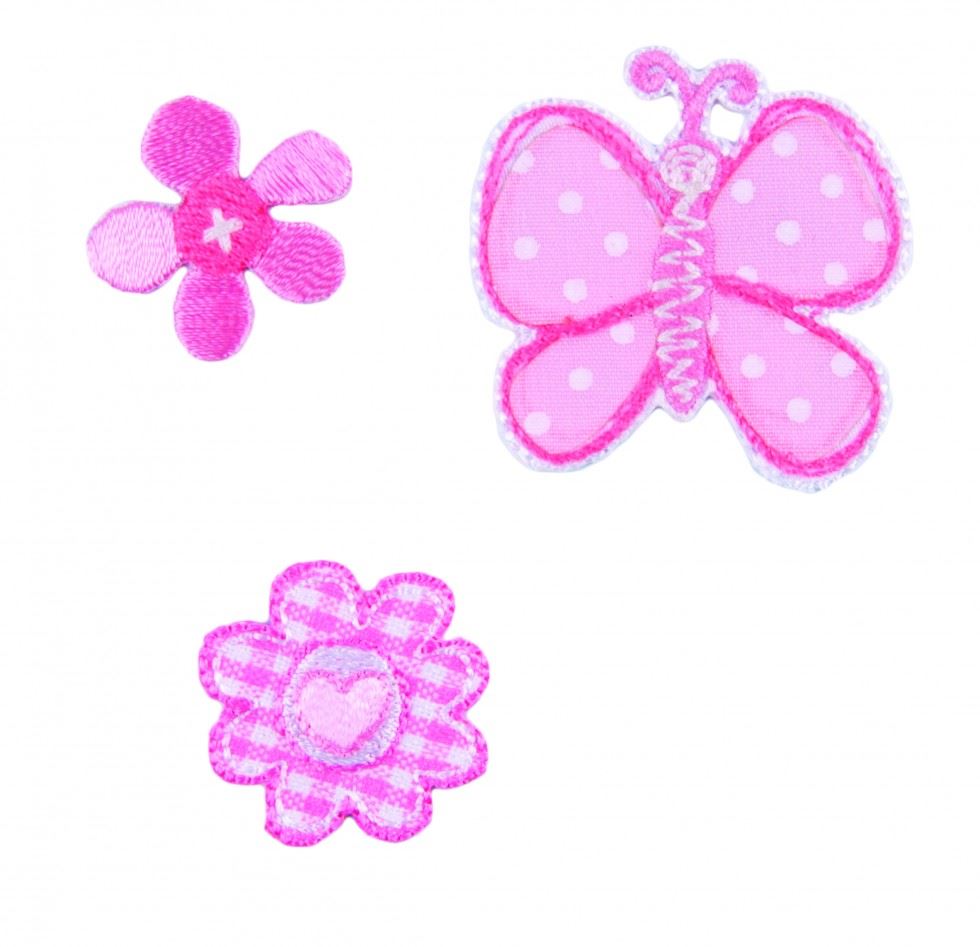 Craft Factory Pink Patch Motif Butterfly Flowers
