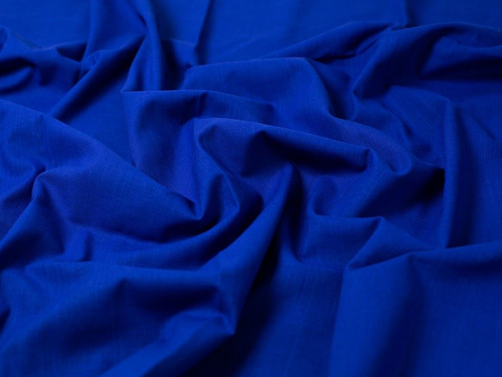 Minerva Core Range Linen Look Textured Cotton Fabric Royal Blue
 