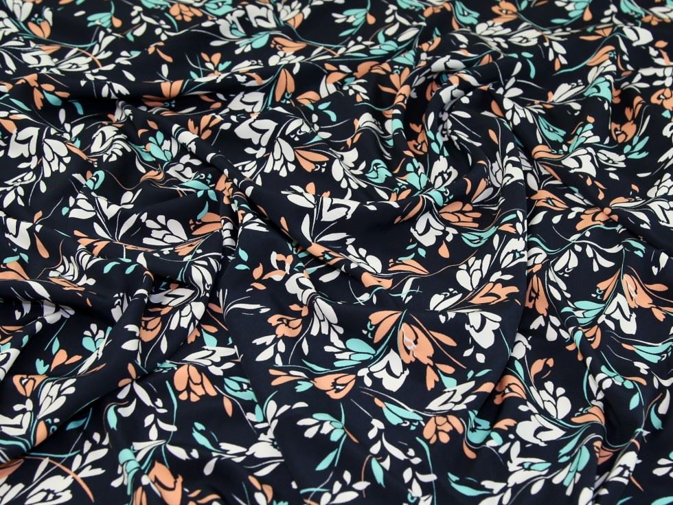 Soft Polyester Crepe Fabric Navy Blue
 