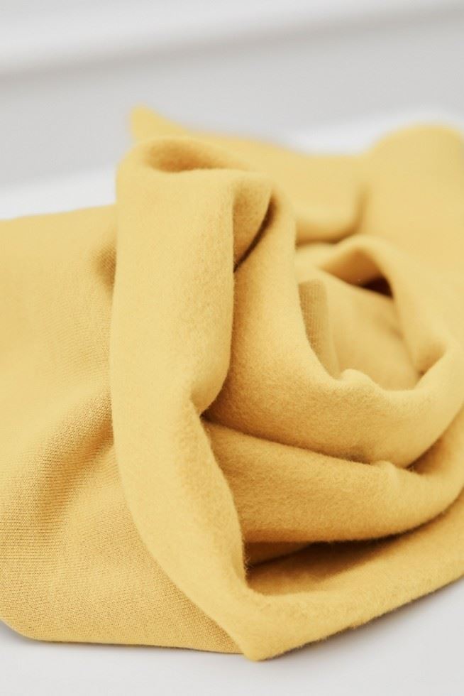 Mind The Maker Blonde Yellow Organic Fleece Back Sweatshirt Stretch Knit Fabric