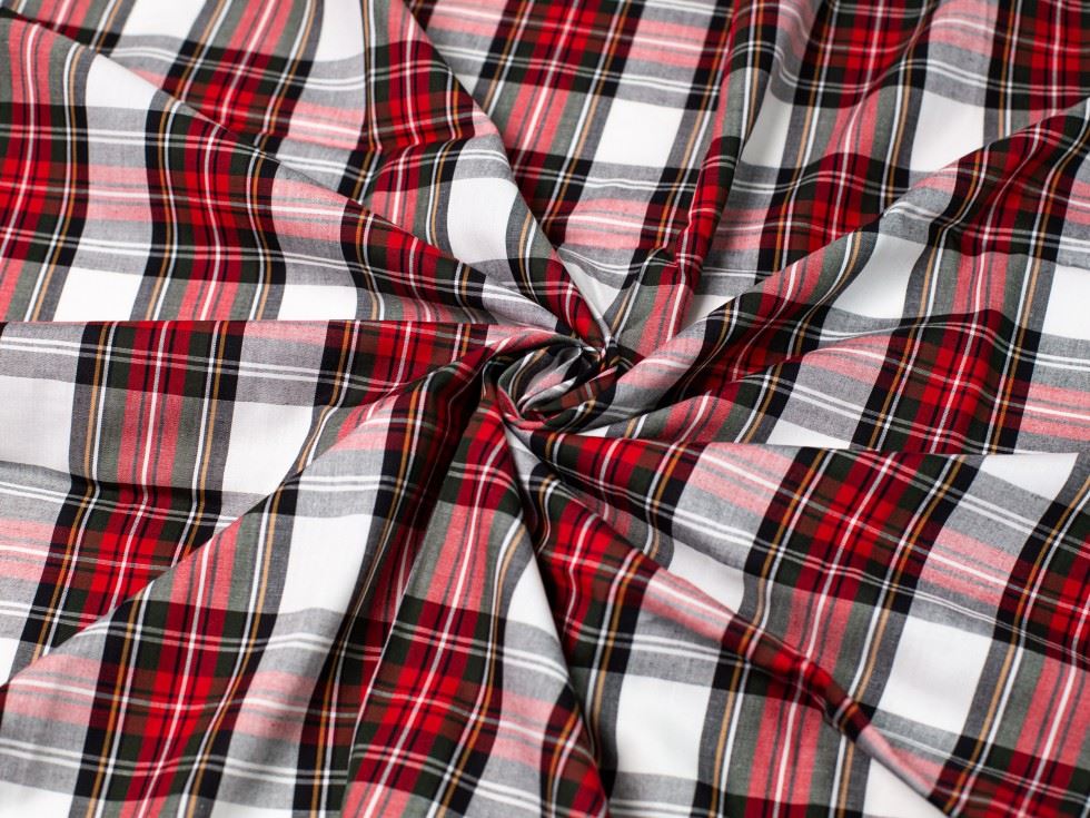 Minerva Core Range 100% Cotton Shirting Fabric Red & White
 
