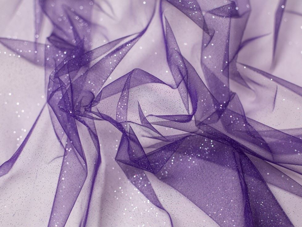 Minerva Core Range Purple Glitter Tulle Net Fabric