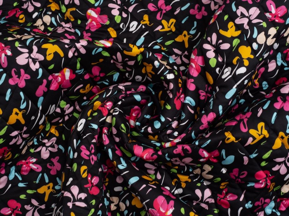 Minerva Exclusive Light Petal Spray Pre Quilted Reversible Coating Fabric