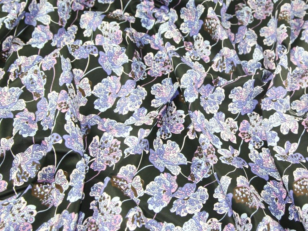 100% Cotton Poplin Fabric Black & Purple
 