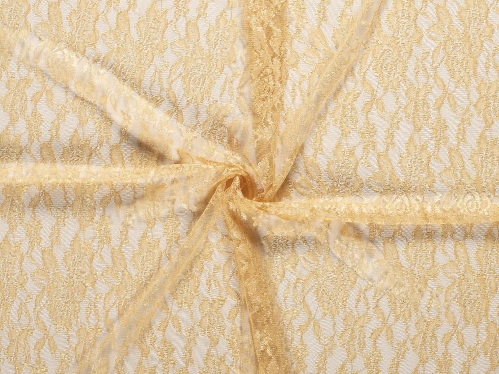 Gold Fine Floral Lace Fabric