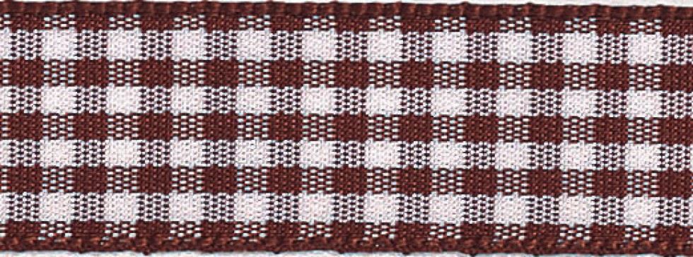 Berisfords Gingham Ribbon (Value Roll) 25 Brown
 
