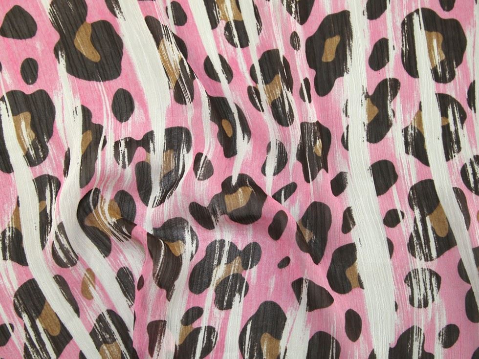 Pink Deadstock Crinkle Sheer Chiffon Fabric