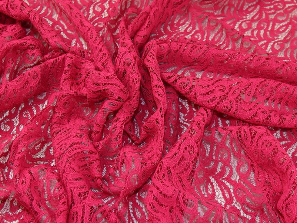 John Louden Corded Cotton Lace Fabric Cerise Pink
