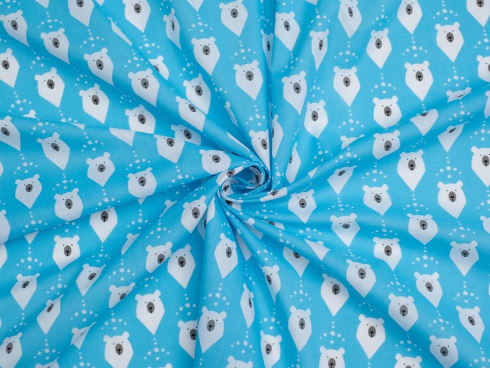 Blue Printed Polycotton Fabric