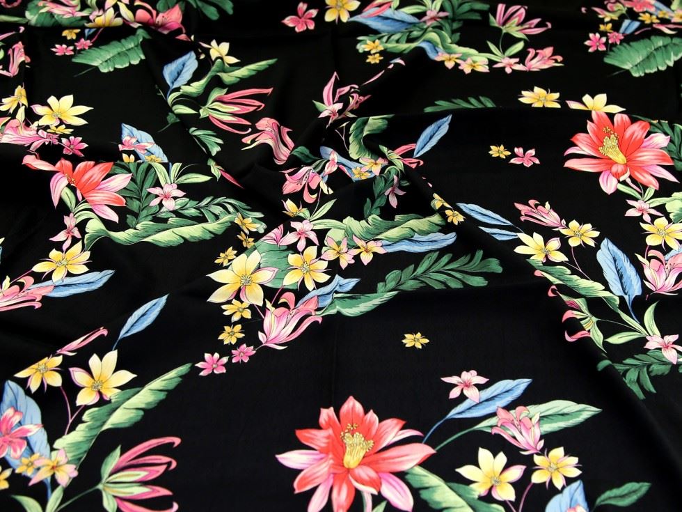 Viscose Crepe Fabric Multi on Black
 
