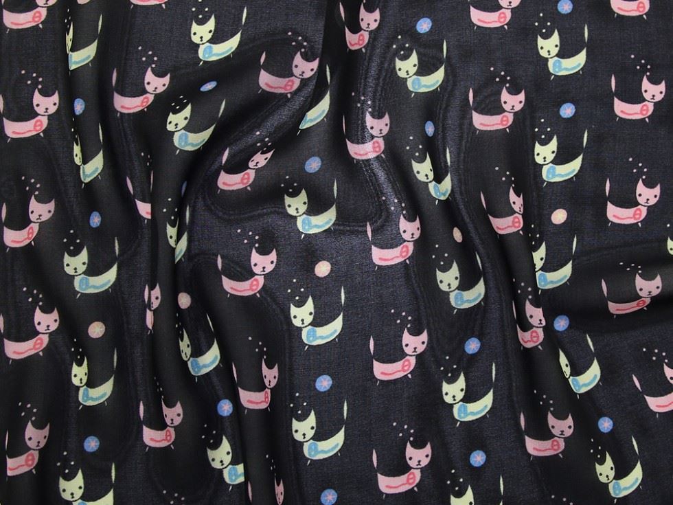 Black Deadstock Sheer Chiffon Fabric
