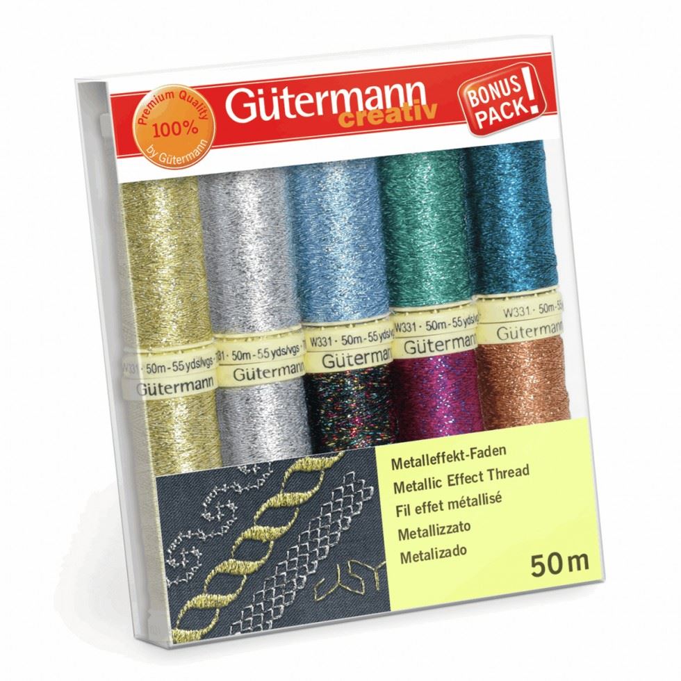 Gutermann Silver/Gold Metallic Effect Thread Set